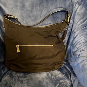 Cole Haan Brown Nylon Shoulder Bag with Gold Hardware